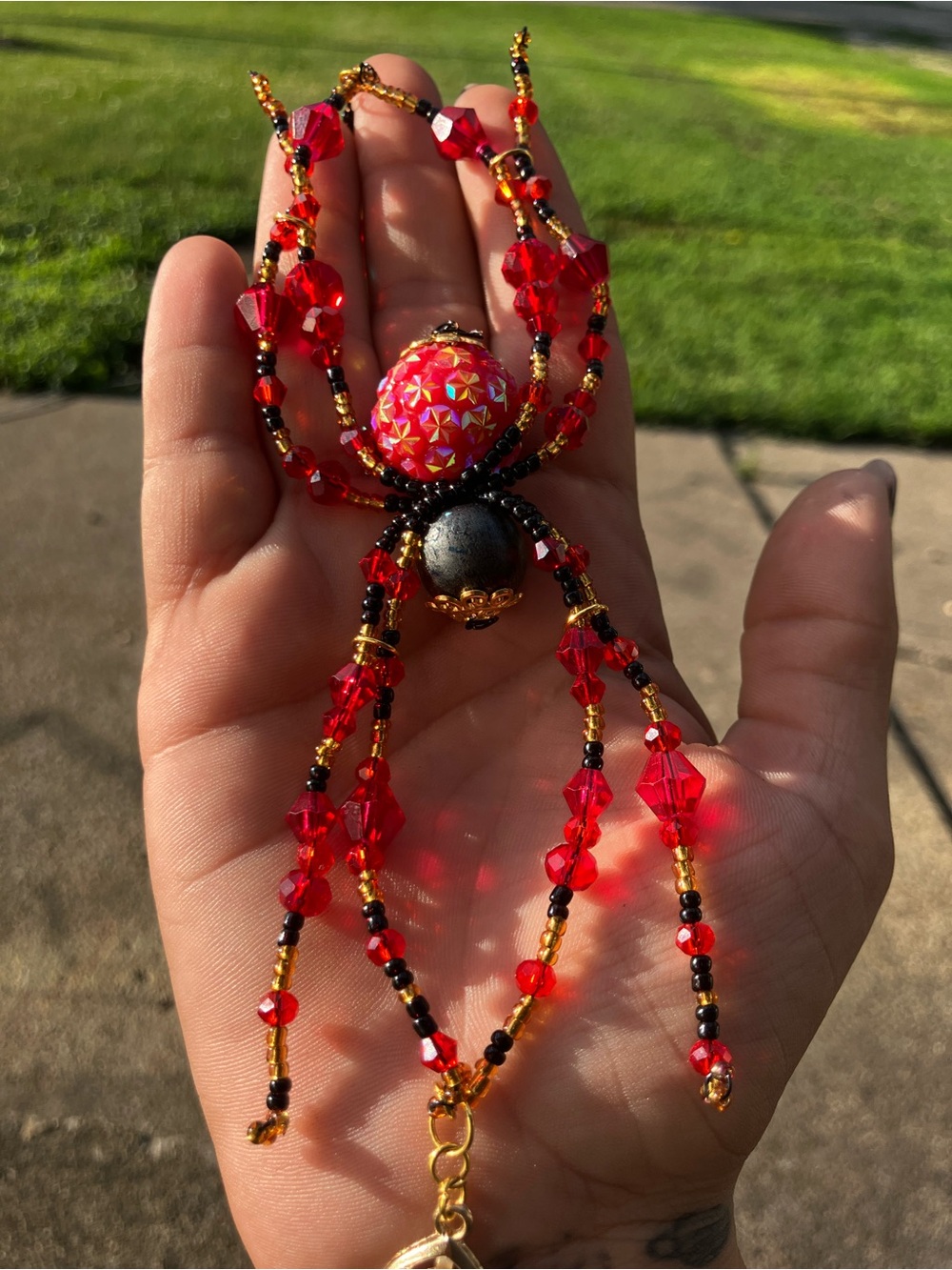 Beaded spider sun catcher handcrafted